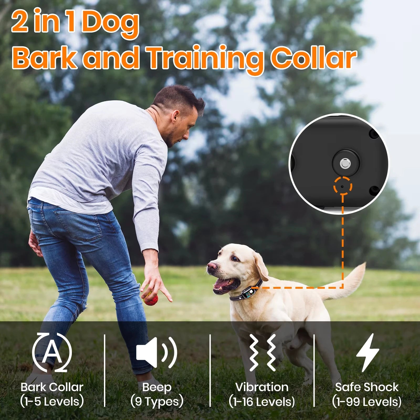 2026 AI-Powered Dog Training Collar - 3300Ft Range, Automatic Mode & IPX7 Waterproof Anti-Bark Solution