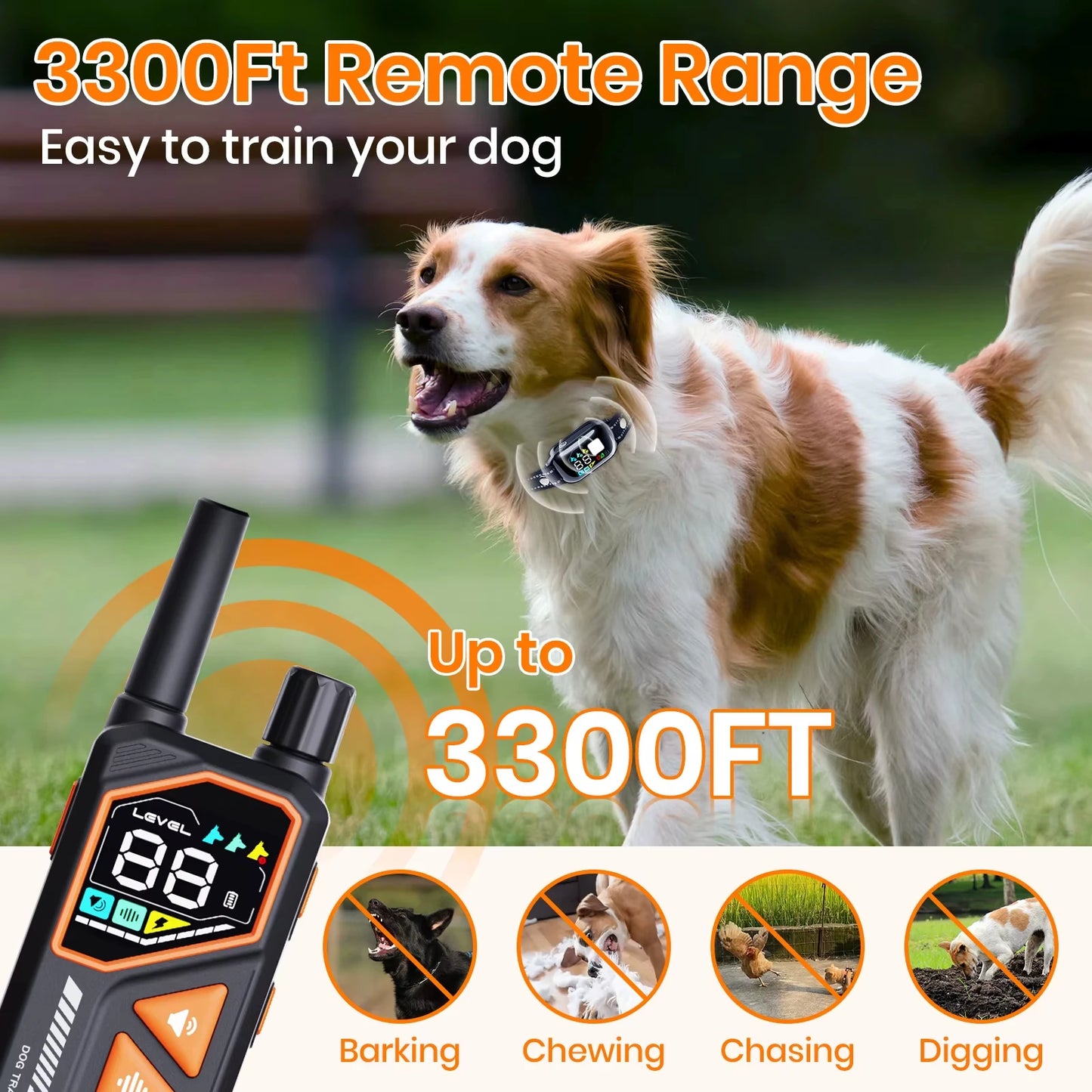 2026 AI-Powered Dog Training Collar - 3300Ft Range, Automatic Mode & IPX7 Waterproof Anti-Bark Solution