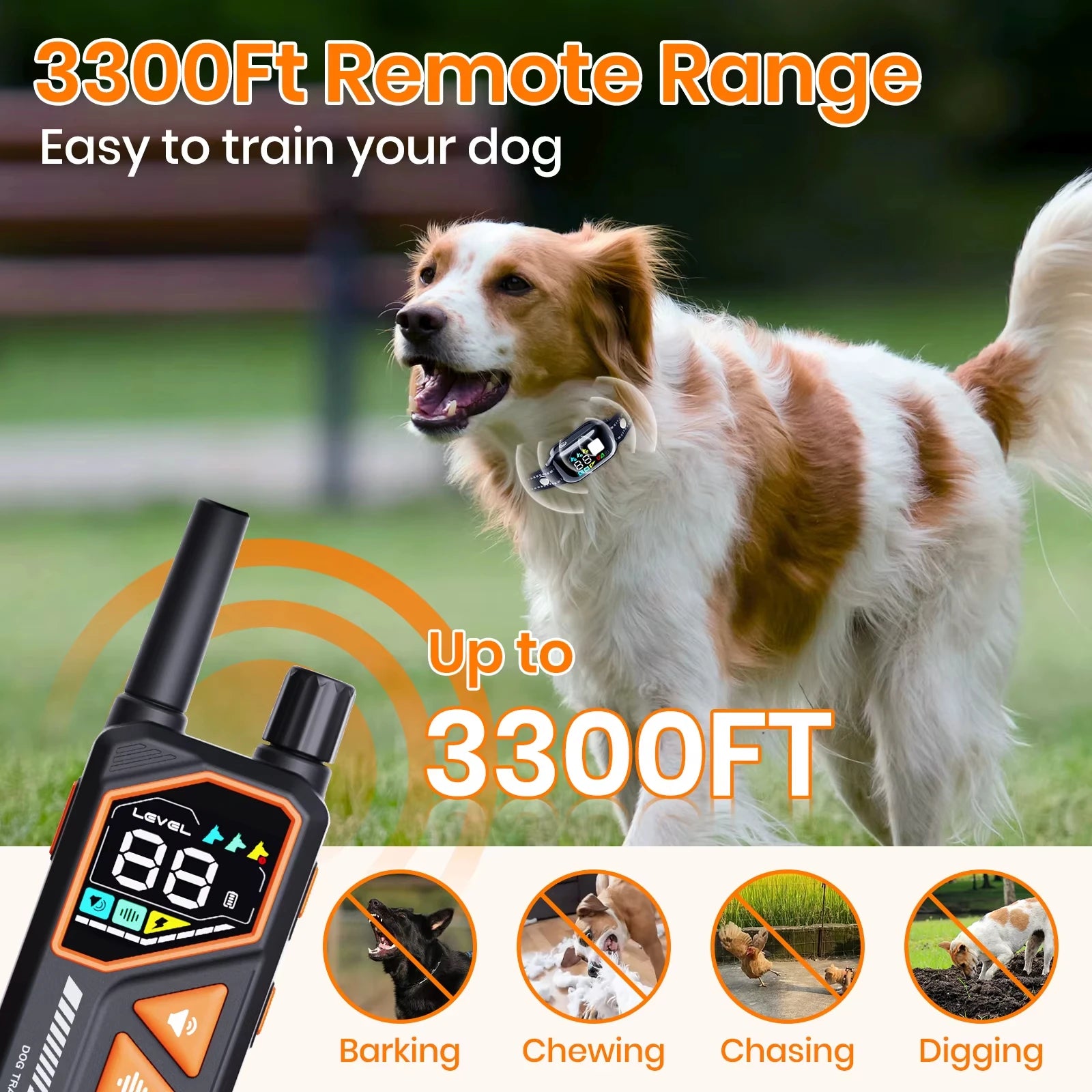 2026 AI-Powered Dog Training Collar - 3300Ft Range, Automatic Mode & IPX7 Waterproof Anti-Bark Solution